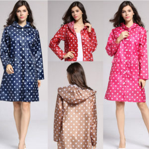 Dot Printing Women’s Long Raincoat- FB18032